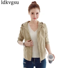 Женские короткие весенне-осенние ветровки новая Корейская дикая Базовая Женская куртка пальто с капюшоном верхняя одежда для девочек A502