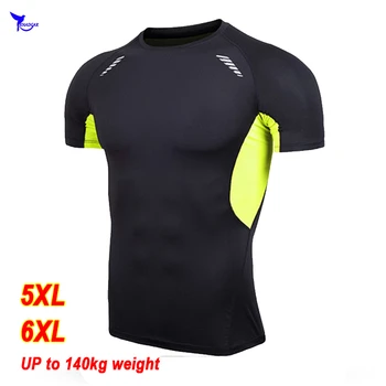 

5XL/6XL Mens Plus Size Quick Dry Compression Jogging Shirt Short Sleeve Running T-shirt Fitness Gym Crossfit Sportswear Clothing