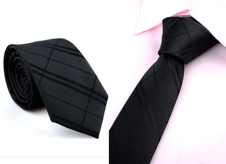Полиэстер тонкий галстук для мужчин 6 см Для худой шеи галстуки синий черный сплошной горошек Полосатый Бизнес Узкая рубашка с галстуком аксессуары - Цвет: F06