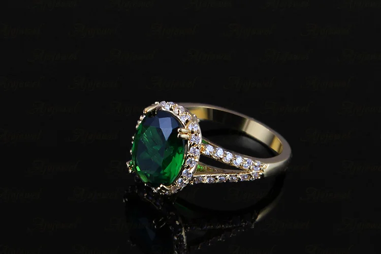 Женское кольцо с большим яйце Ajojewel роскошное зеленое кубическим цирконием