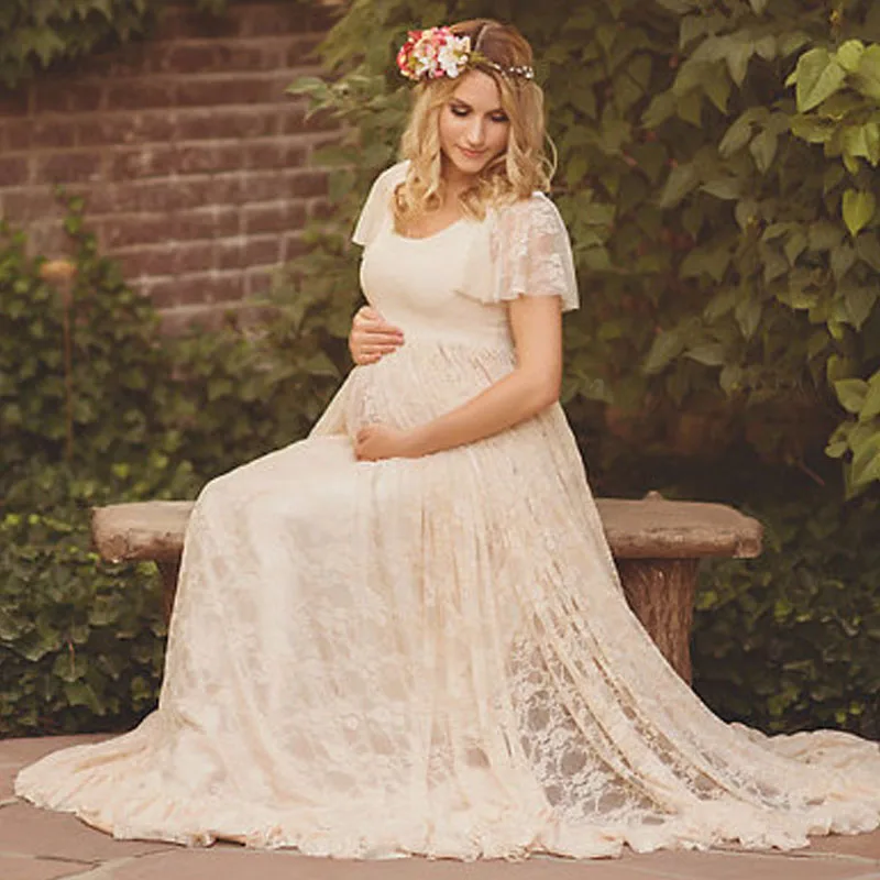 Goods Collection  Long Maxi Gown Maternity Dresses For Photo Shoot Lace Pregnancy Dresses Maternity Photography Props 