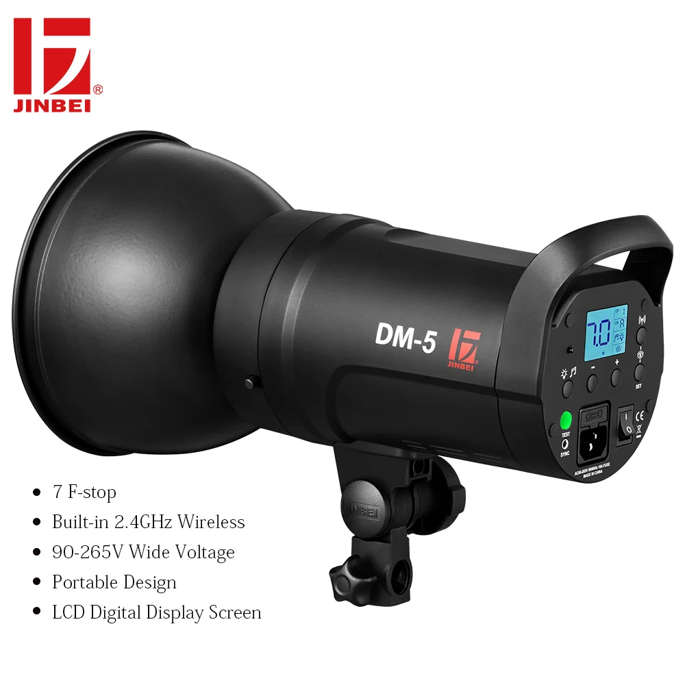 US $229.00 JINBEI DM5 500Ws Portable Studio Flash With V6 Trigger Kit Compact Photography Lightening Head GN72 Lighting Head 110V 220V