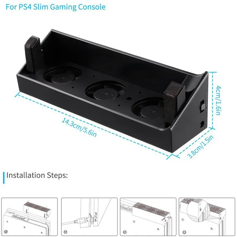 PS4 тонкий кулер USB внешний 3 вентилятора Супер Турбо контроль температуры