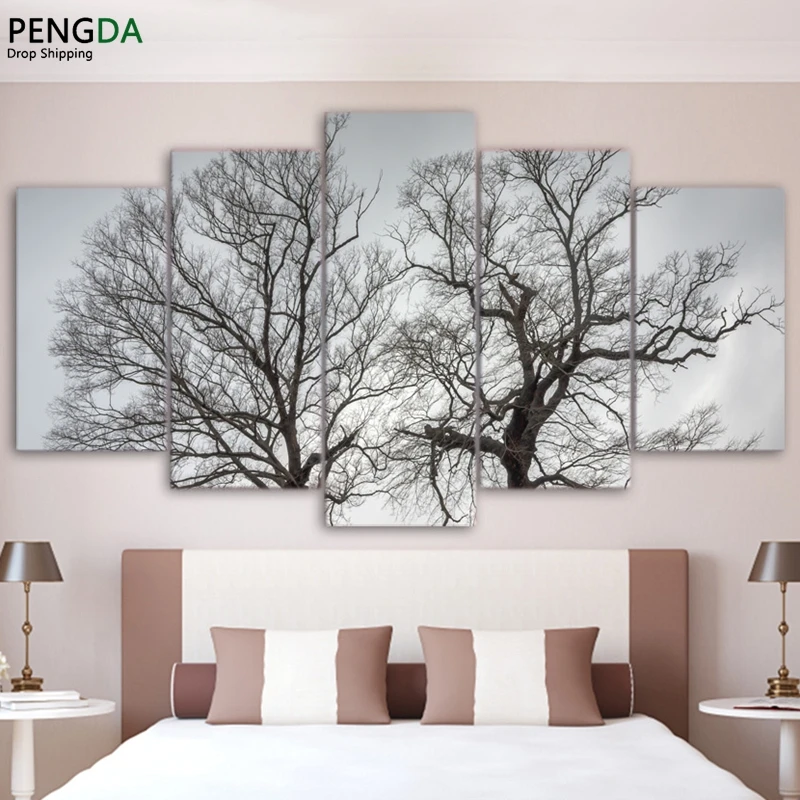 

Modern Canvas Painting Modular Wall Art Frame Home Decor Pictures 5 Pieces Trees Together Autumn Sights Poster HD Printed PENGDA