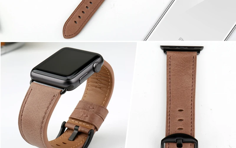 MAIKES серый кожаный ремешок для Apple Watch полосы 44 мм 42 мм серии 4/3/2/1 Apple Watch iWatch ремешок 38 мм 40 мм