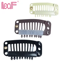 LOOF 1000 шт. парик крепление, маленького размера, круглой формы с диаметром 32 мм 9-зубцы расчески и зажимы для weft волосы для наращивания на заколках черного цвета блонд, коричневый