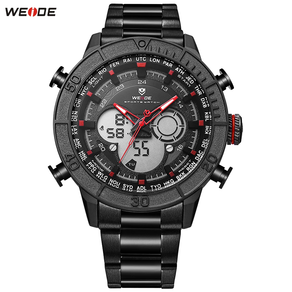 

NEW Fashion Casual WEIDE LED Men Black Red Sport Watch Digital Quartz Watch Men Waterproof Military Wristwatch Relogio Masculino