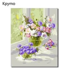 Kpymo Розовый Фиолетовый Европа цветок DIY живопись по номерам акрил цвет номера ручная роспись маслом на холсте для домашнего декора
