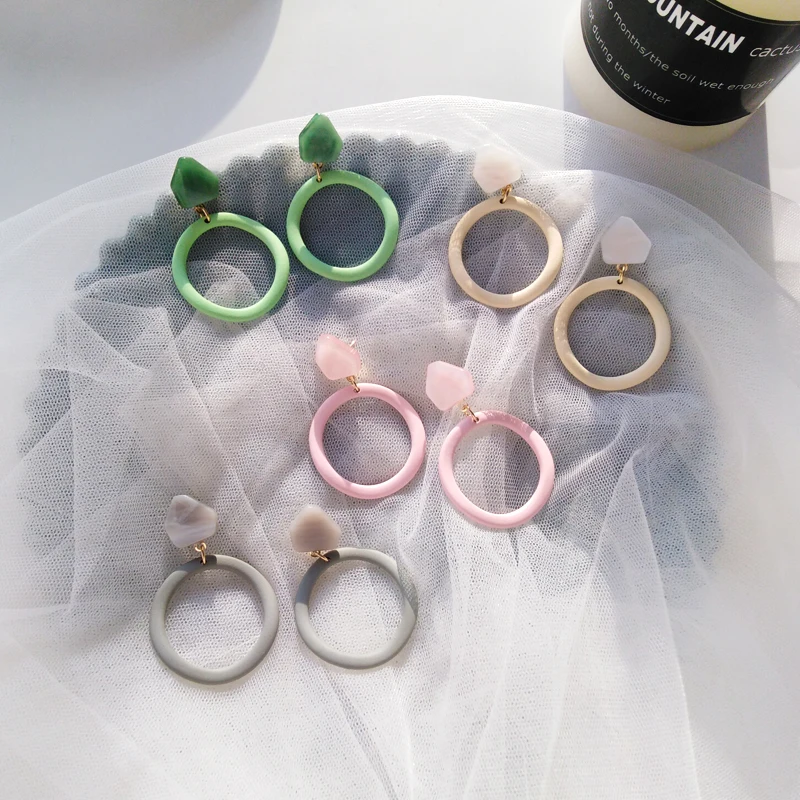 

Free Shipping Sweet Candy Colors Round Resin Elegant Earring