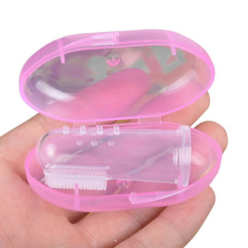 Baby Finger Toothbrush Set Safety Silicone Tongue Cleaning Brush Oral Massager Finger Set Toothbrush Shell Multi-Color Optional