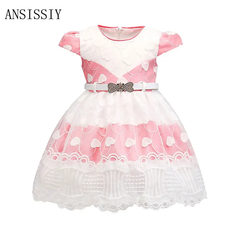 

Summer Toddler 1 Year Birthday Dress Newborn Baby Clothing Lace Christening Ball Gown Pearl Pattern Event Party Baptism Vestido
