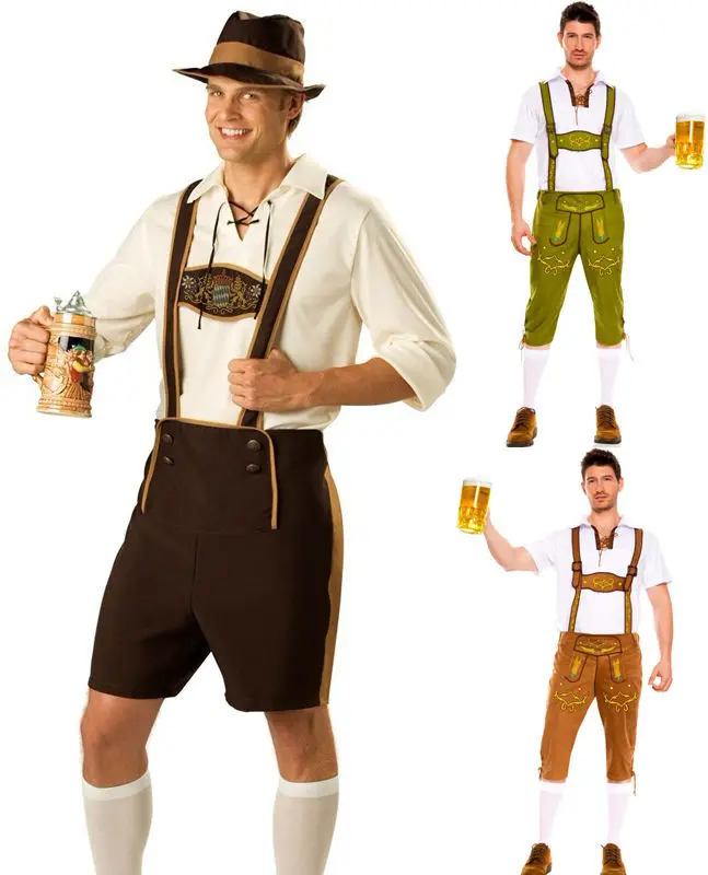 men oktoberfes costumes men beer festival suit beer men cos waiter suit top shorts hat set halloween cosplay costumes