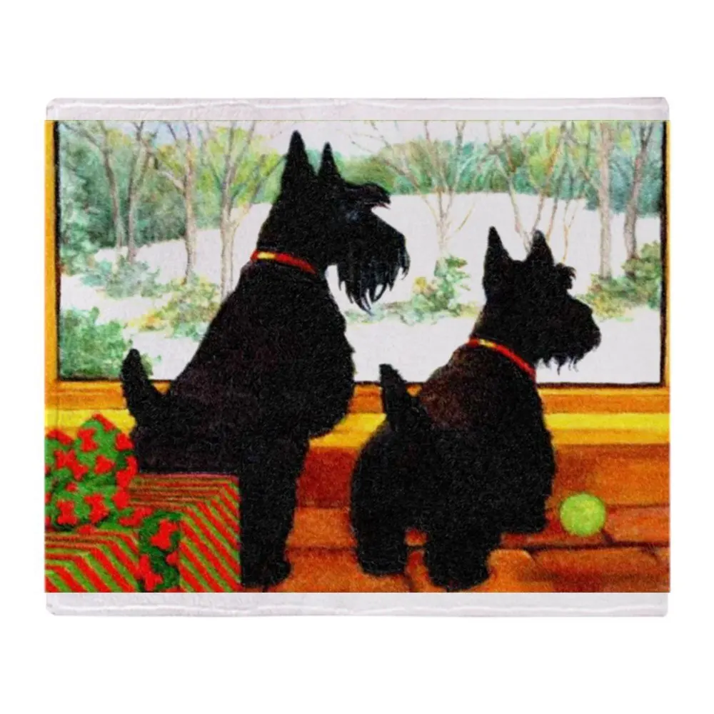 A Scotty Dog Christmas Soft Fleece Throw Blanket Super Soft Printing