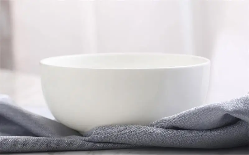 7 дюймов, простой белый костяной фарфор лапша суп чаша, чашка из китайского фарфора для риса и десерт и ужин, столовая посуда