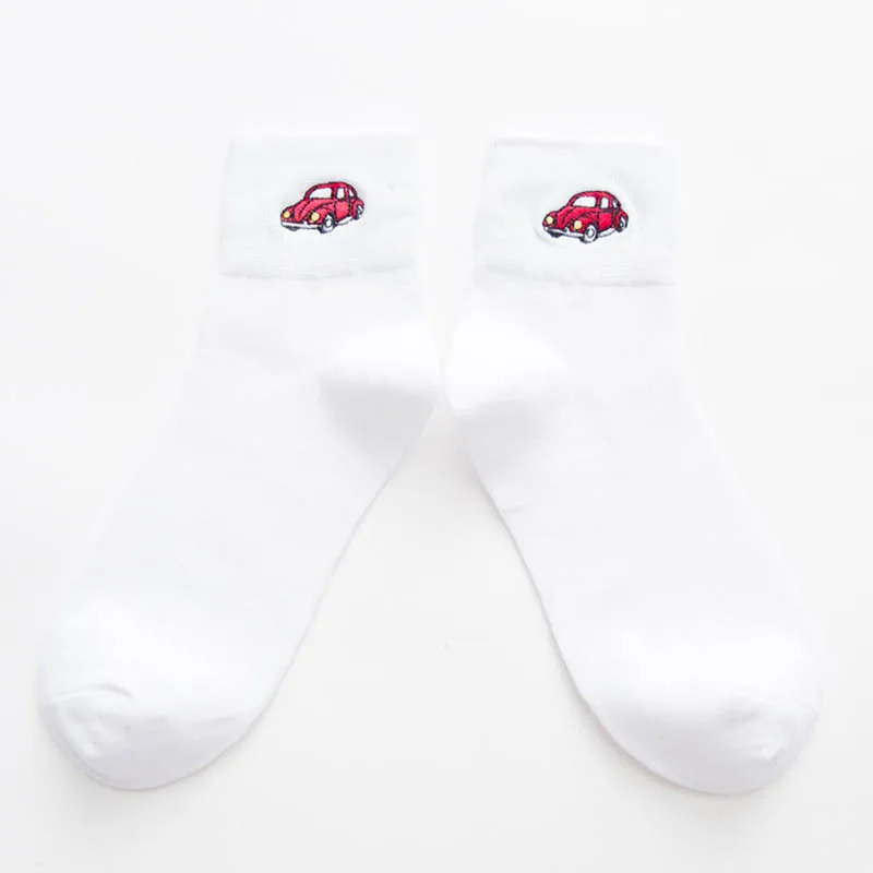 [COSPLACOOL] Harajuku носки милые забавные Chaussette Femme белые/черные носки с вышивкой Женские носки Skarpetki Damskie Sokken