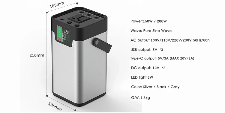 CPAP аккумулятор | Портативный power Bank генератор 200 Вт 54600 мАч домашний Кемпинг аварийный источник питания