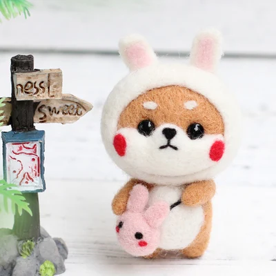 as picture Shibainu, шерстяной фетр, сделай сам, новогодний подарок, набор для рукоделия, материал иглы, мультяшная сумка, упаковка - Цвет: as picture