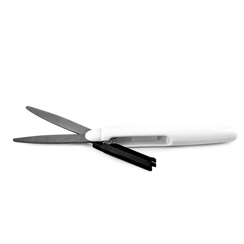 

Stainless Steel Portable Self-Locking Safety Scissor Pen Shape Utility Knife Manual Spring Sewing Scissors With Cover