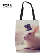 FORUDESIGNS/многоразовая сумка для покупок с милым кроликом хомяком; летние пляжные сумки на плечо для женщин и девочек; Экологичная школьная сумка для отдыха