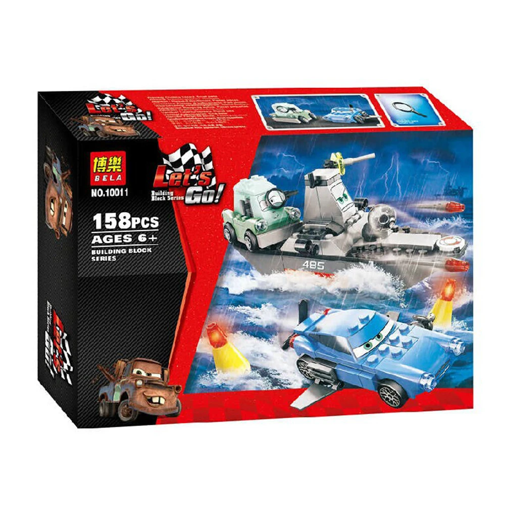 

BELA 10011 PIXAR Series Minifigure Cars Escape at Sea Figure Building block Set Kids Educational Toys