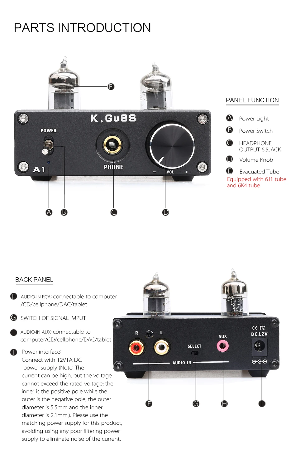 KGUSS A1 MINI 6J1 аудио трубка желчи усилитель для наушников NE5532 6K4 ...