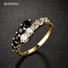 BUDONG New Fashion 2016 Finger Midi Ring for Women Gold Color Rings White Black Engagement Wedding
