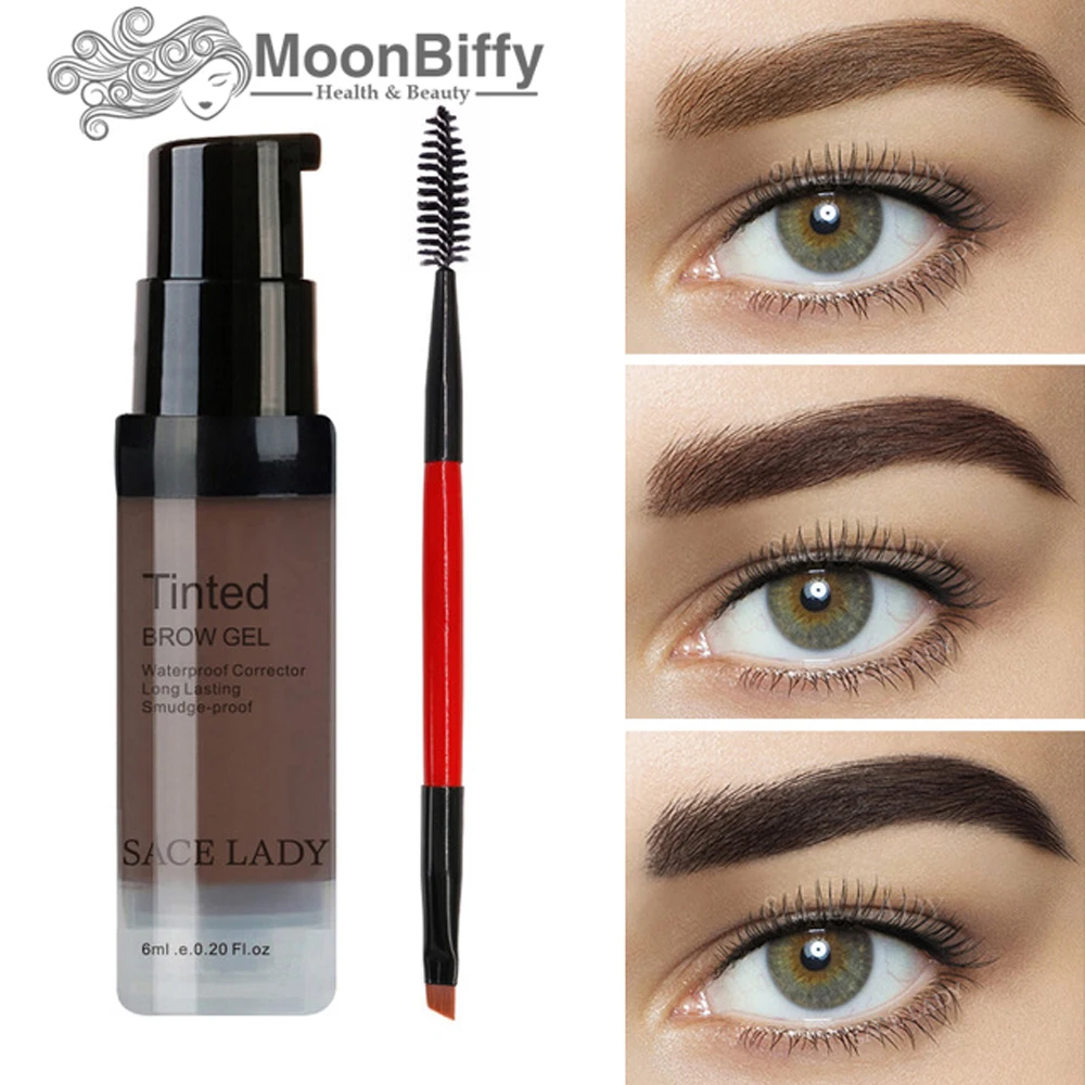 

6 Colors Wholesale Dropshipping MOONBIFFY Eyebrow Gel Tint Makeup Pomade Brush Kit Brown Henna Eye Brow Cream Make Up Paint Set