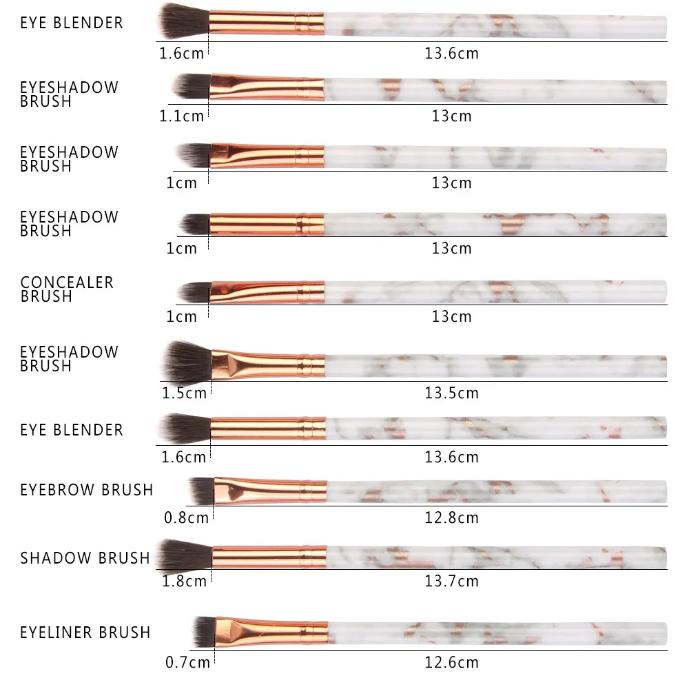 Горячая Женская мода 10 шт мраморные кисти для макияжа глаз многофункциональная Кисть для макияжа консилер Косметическая кисть для нанесения теней набор инструментов