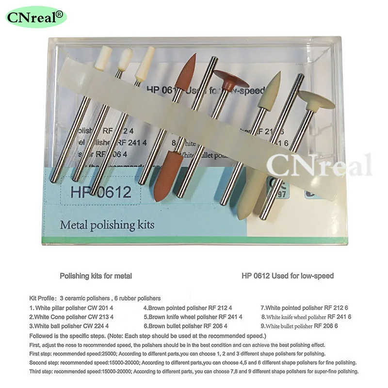 

1 Set Dental Metal Polishing Kit HP0612 Polishers for Low Speed Handpiece