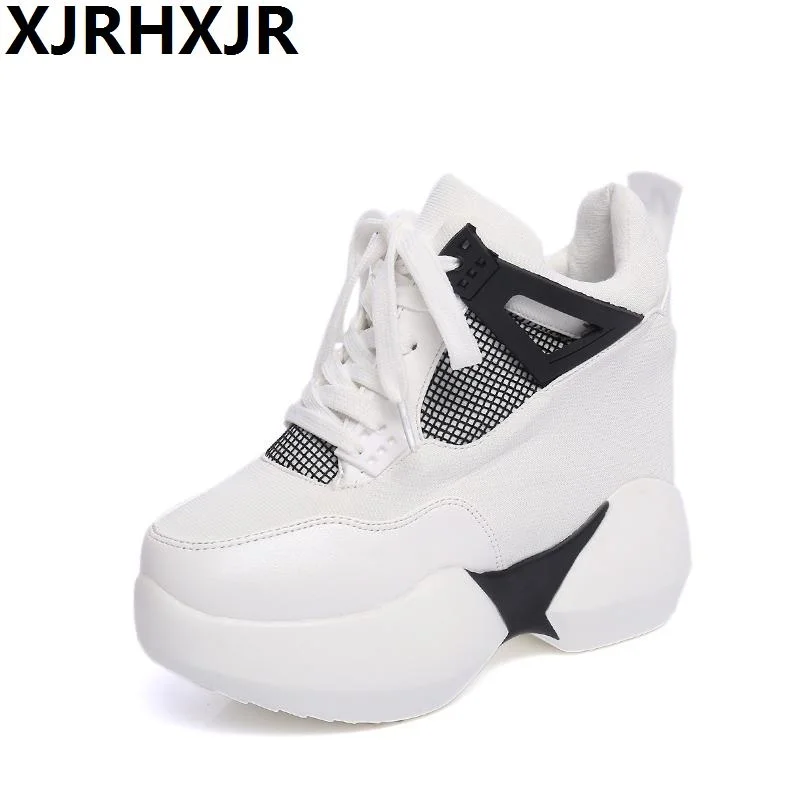 

New Women Casual Shoes Fashion Lace Up Hidden High Heel Wedge Platform Shoes 2019 Leisure Girls Woman Footwear