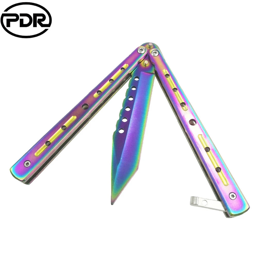 

PDR Tool Folding Knife Butterfly Stainless Steel Folding Blade Butterfly in Knife for Outdoor Screws+Screwdriver+Knife set