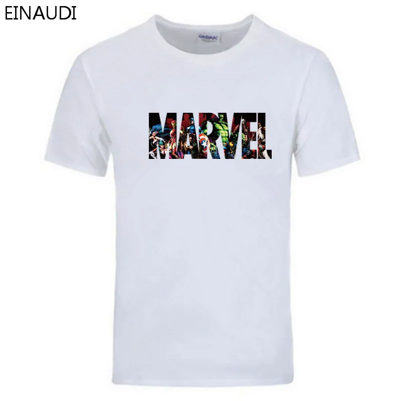 

EINAUDI 2018 New Fashion Marvel Short Sleeve T-shirt Men Superhero Print t shirt O-neck Comic Marvel Shirts Tops Men Clothes Tee
