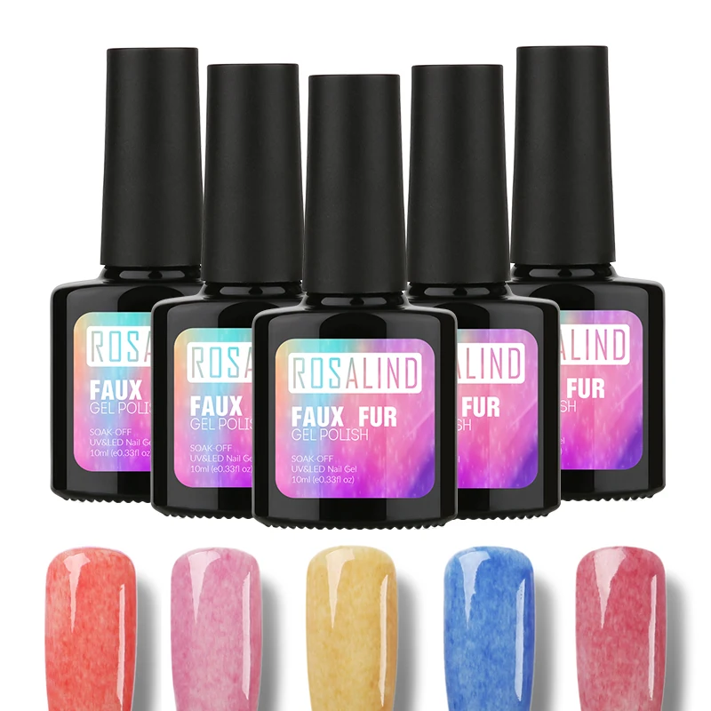 

ROSALIND Gel Lacquer Black Bottle 10ML Faux Fur Vernis Semi Permanent Nail Strengthening Gel UV Cured Nail Gel Polish RBP01-12