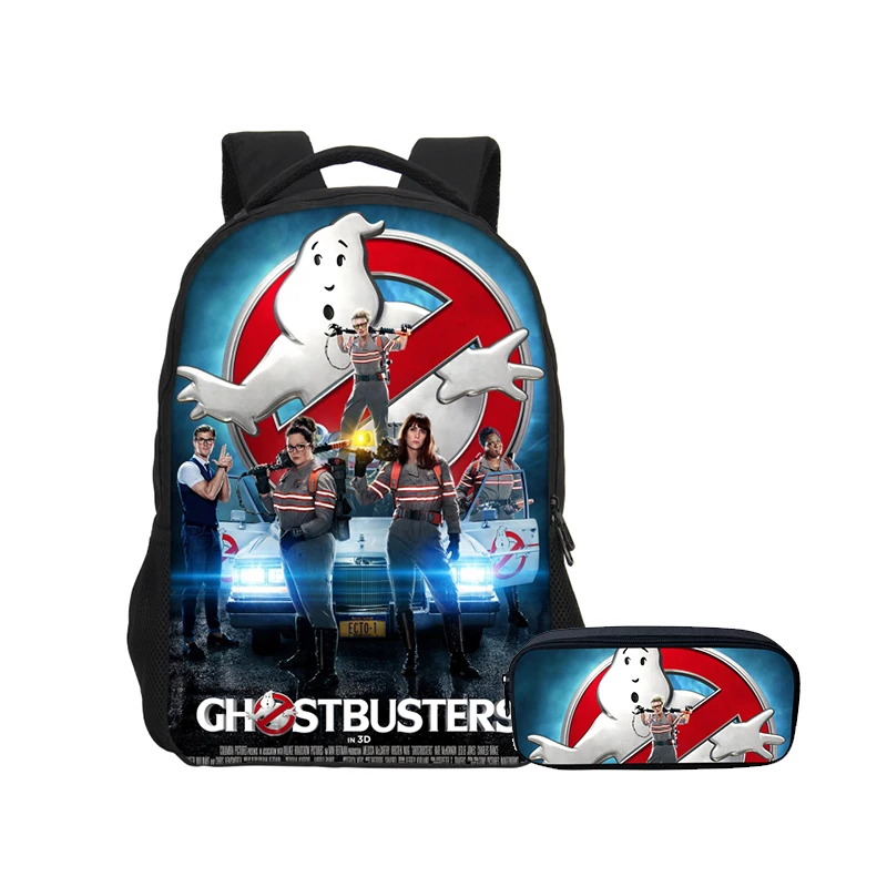 

VEEVANV 2 Set Cartoon Prints School Backpacks with Pencil Bag Fashion Ghostbusters Teenage Bookbag Children Laptop Shoulder Bags