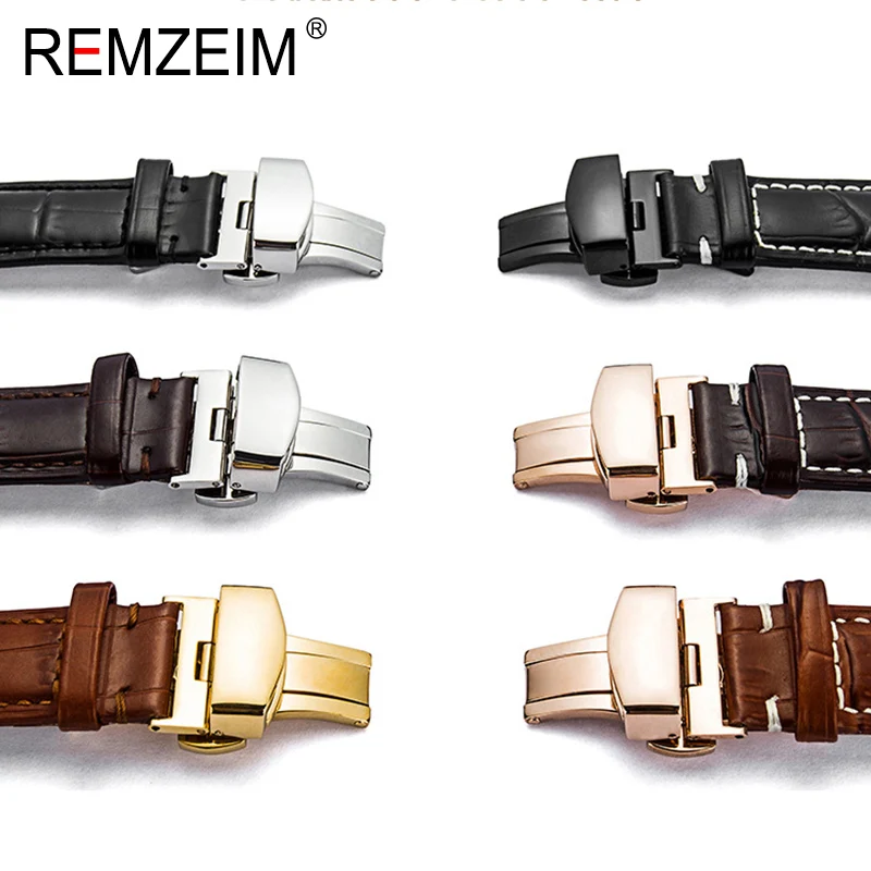 Sleek Stainless Steel Butterfly Deployment Buckle with Double Click Mechanism - Premium Watch Strap Accessory
