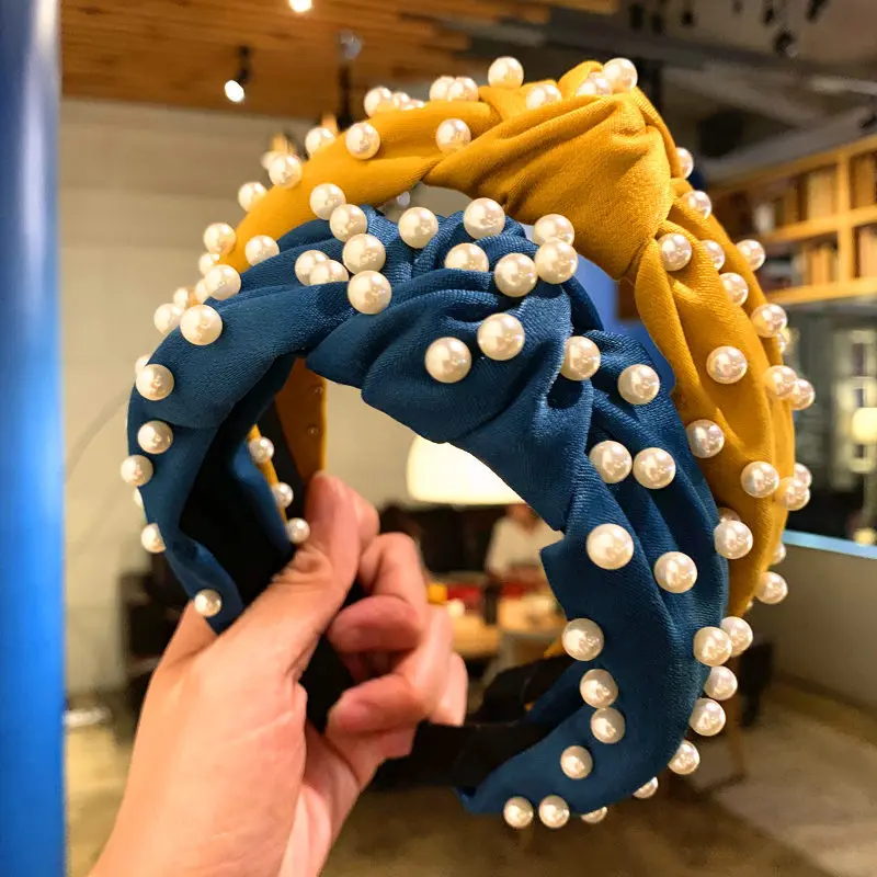 

Perle Stirnband fur Frauen Lunette Einfache Verknotet Haar Schleife Frauen Haarband Fashion Headwear Madchen Haar Zubehor