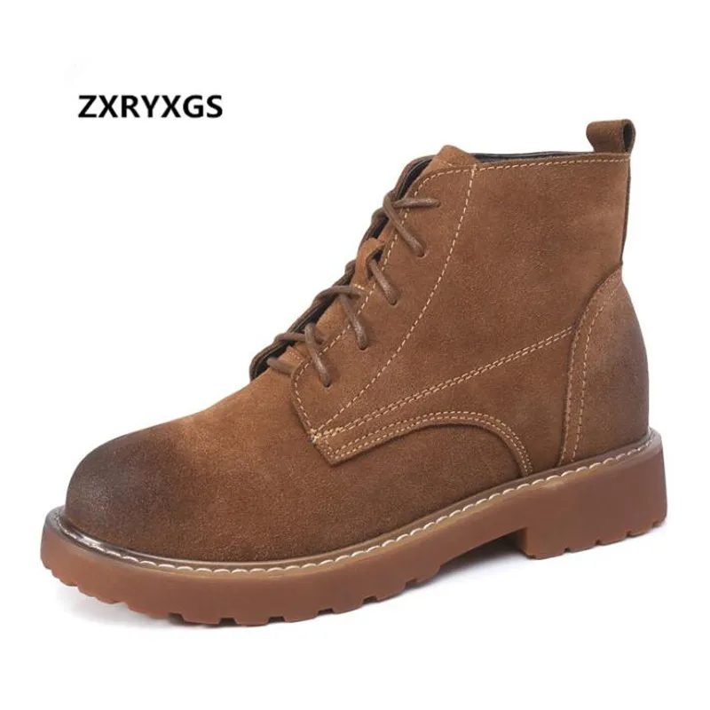 

2018 New Fashion Autumn and Winter Martin Boots Women Shoes British Wind Lace Matte Leather Shoes Women Boots with Flat Boots