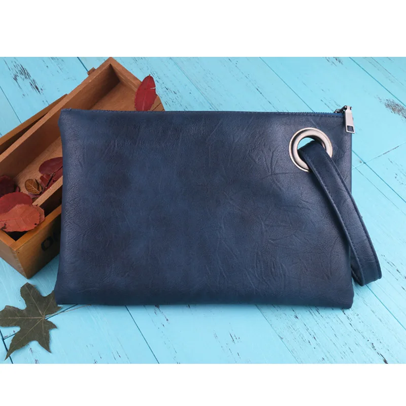 DAUNAVIA сумка женская клатч кожаная женская сумка-конверт клатч вечерняя сумка женские клатчи сумочка - Цвет: Deep Blue