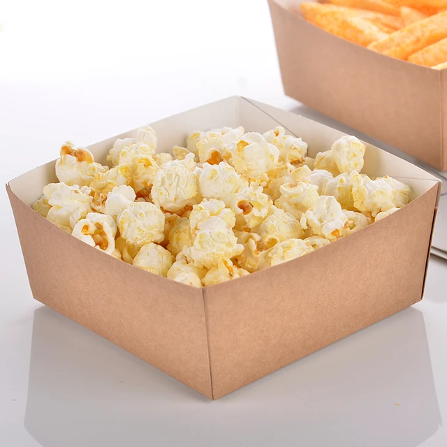 Fashion Square Kraft Paper French Fries Box Disposable Fried Snacks Popcorn  Party Dessert Box Holder Promotion 100pcs/lot SK728