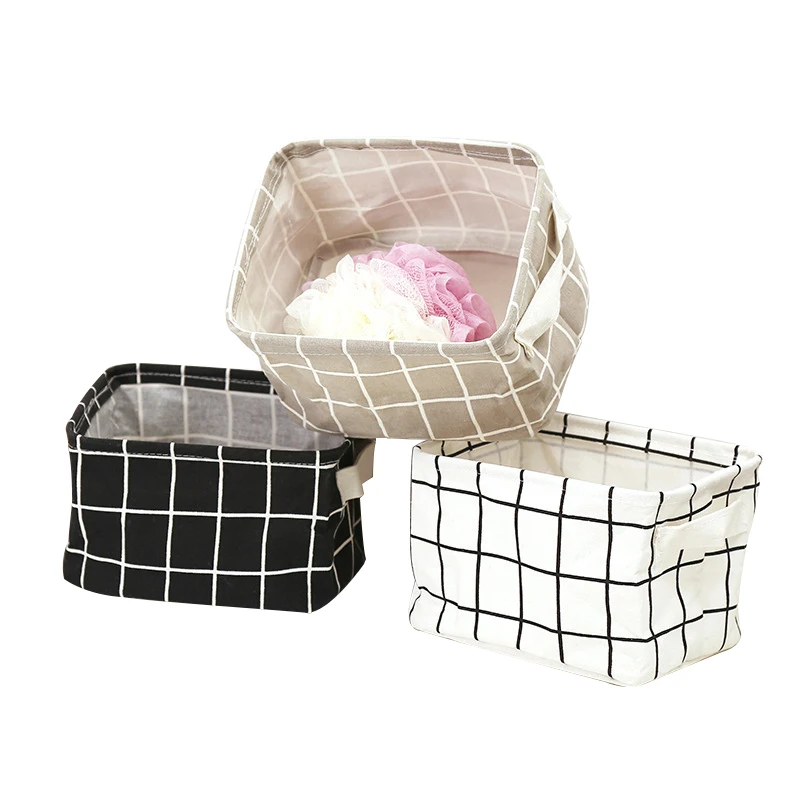 

Desk Organizer 20.5*16*13CM Flax Simple Stripe Collapsible Desk Organizer For The Office Supplies Stationery Cosmetic Toy Holder