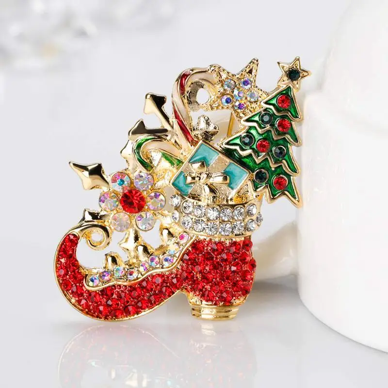 

Christmas Brooch Pins Boots Tree Fashion Winter Jewelry Women Decoration Gifts
