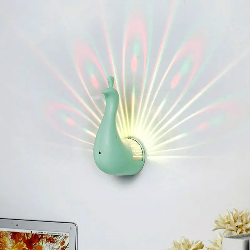 Красочный ночной Светильник с пультом дистанционного управления Павлин проекционный светильник сенсорный активированный настенный светильник USB зарядное устройство