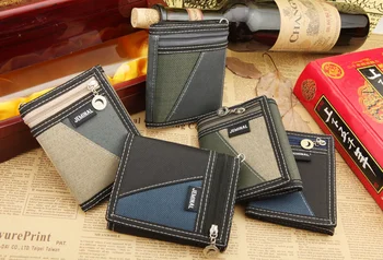 

by dhl or ems 200pcs new Korean version of the canvas men's wallet leisure short paragraph three fold men's wallet