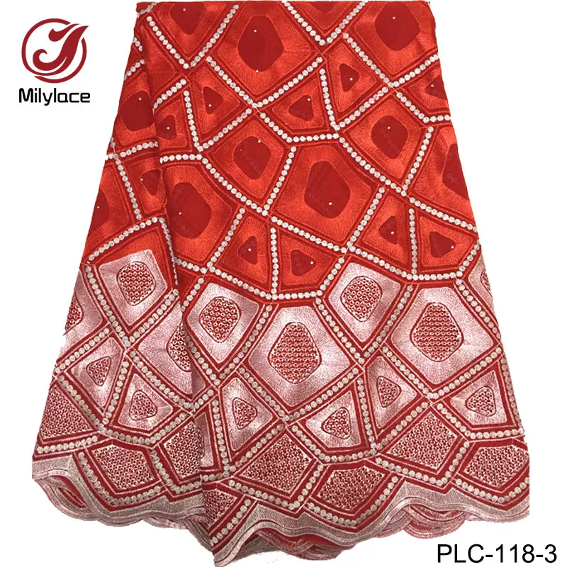 

Latest african swiss cotton lace fabric with rhinestones multi color nigerian swiss voile cord lace fabric for party PLC-118