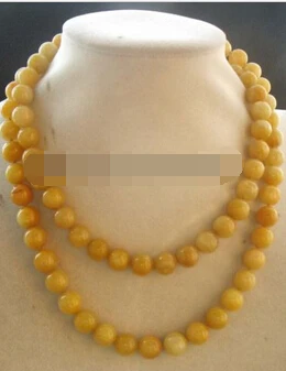 

Free Shipping 003523 yellow stone round 10mm necklace 35" nature