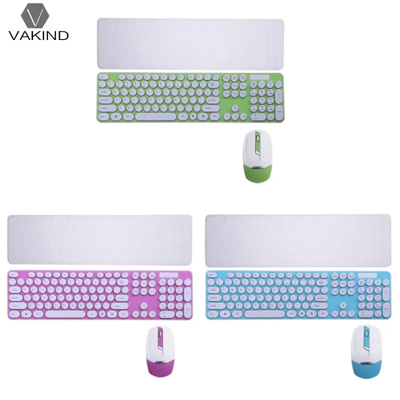

2.4G Wireless Keyboard Mouse Combo Set Colorful Round Chocolate Button Gaming Teclado Sem Fio for Notebook Laptop Computer PC