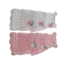 12 шт. миниатюрные розовые вязаные крючком Длинные Цветы для детского душа сувениры крещение вечерние украшения стола 6,5x8,5 см