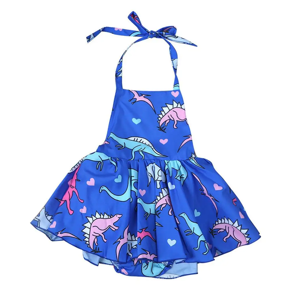 Summer Little Girl Infant Baby Dinosaur Design Backless Halter Slip