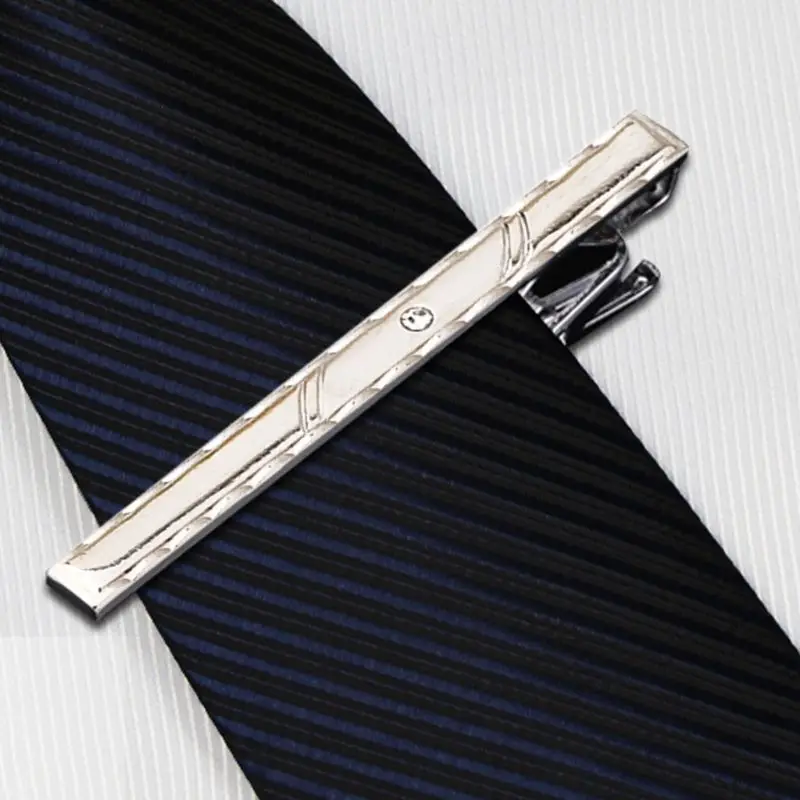 

Metal Long Chain Tie Clip Wedding Necktie Clasp Inlaid with Crystal Men Jewelry Accessories