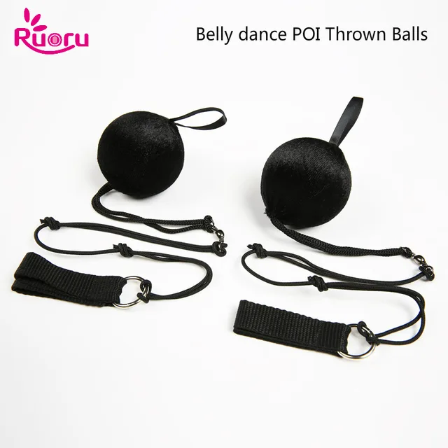 Ruoru 2 Pieces = 1 Pair Adjustable Belly Dance POI Thrown Ball Poi Balls for Poi Veil Stage Performance Props Accessories Poi 2 pieces
